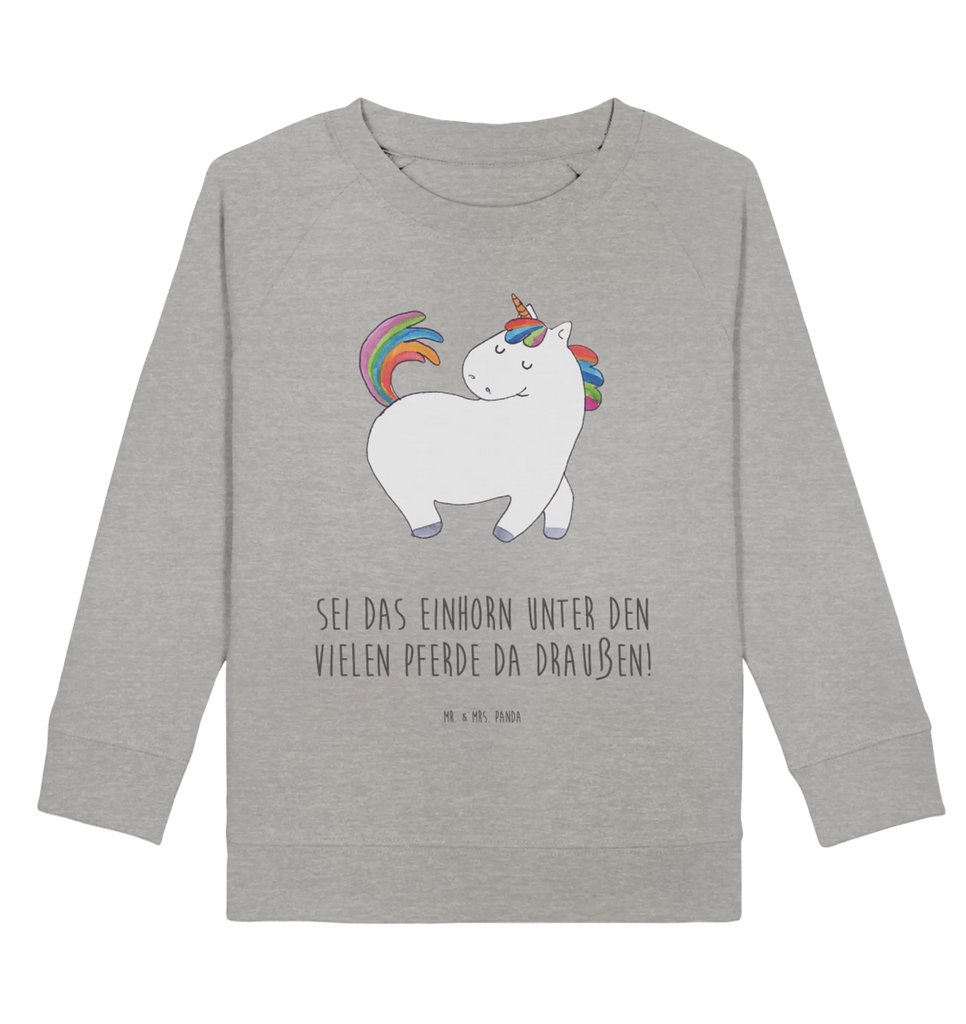 Organic Kinder Pullover Einhorn stolzierend Kinder Pullover, Kinder Sweatshirt, Jungen, Mädchen, Einhorn, Einhörner, Einhorn Deko, Unicorn, stolz, anders, bunt, Pferd, Reiter, Reiten, Freundin, Geschenk