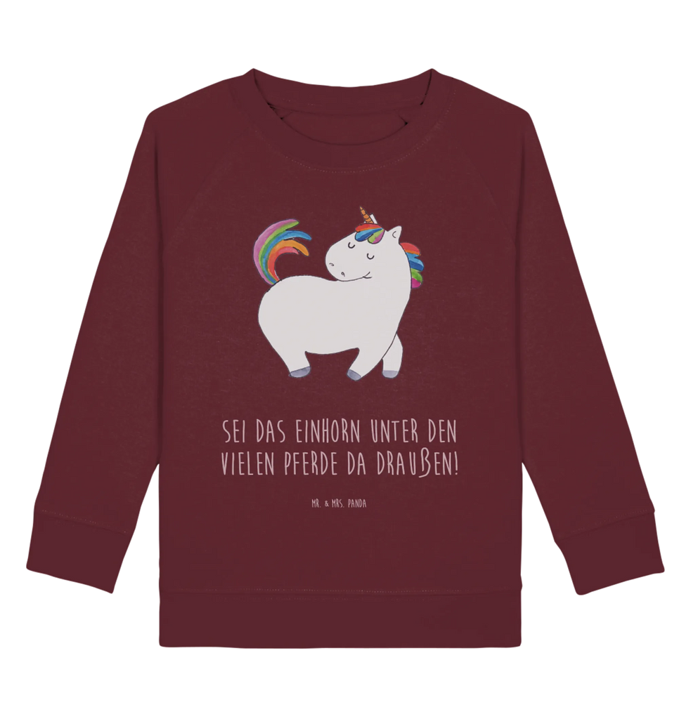 Organic Kinder Pullover Einhorn stolzierend Kinder Pullover, Kinder Sweatshirt, Jungen, Mädchen, Einhorn, Einhörner, Einhorn Deko, Unicorn, stolz, anders, bunt, Pferd, Reiter, Reiten, Freundin, Geschenk