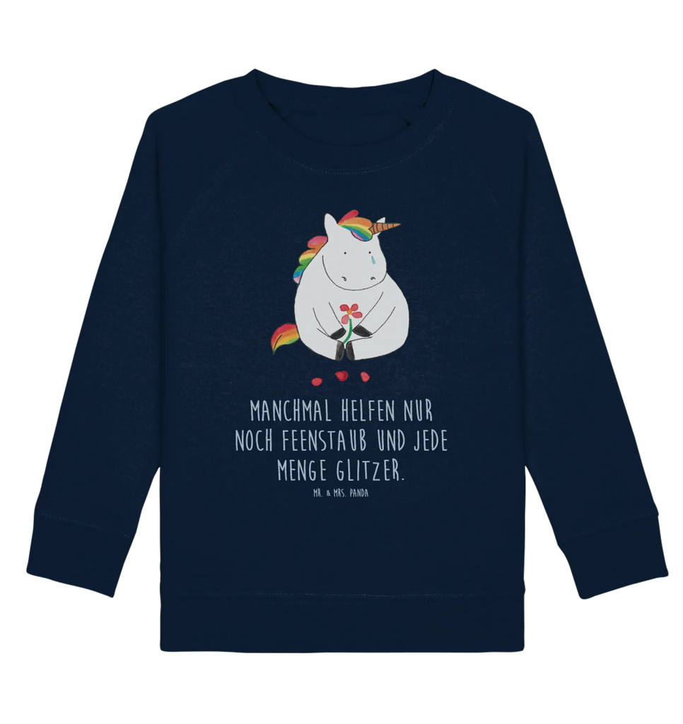 Organic Kinder Pullover Einhorn Traurig Kinder Pullover, Kinder Sweatshirt, Jungen, Mädchen, Einhorn, Einhörner, Einhorn Deko, Pegasus, Unicorn, Glitzer, Trösten. Freundschaft, Freunde, Liebe, Trauer, Grußkarte, Blume