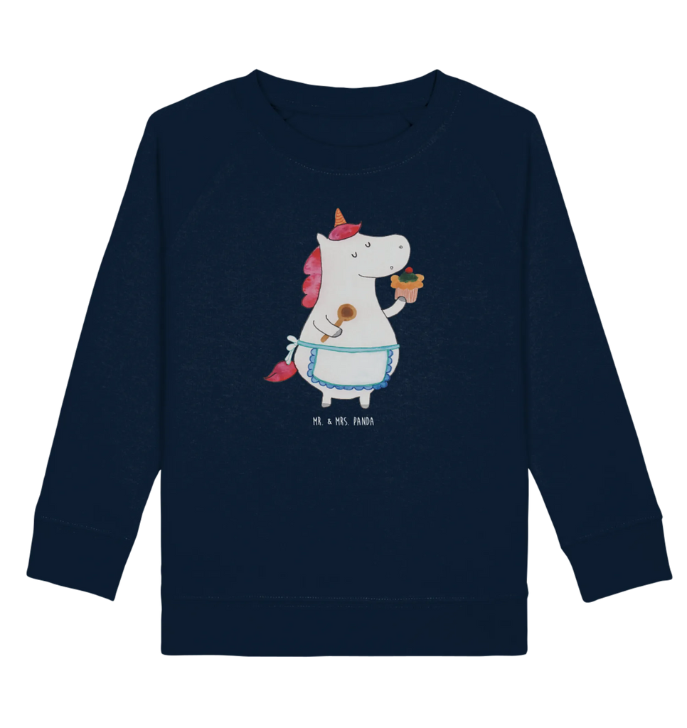 Organic Kinder Pullover Einhorn Küchenfee Kinder Pullover, Kinder Sweatshirt, Jungen, Mädchen, Einhorn, Einhörner, Einhorn Deko, Pegasus, Unicorn, backen, Muffin, Motivation, Träumer, träumen, Bäckerin, Hobbykoch, Koch, Torte, Kuchen