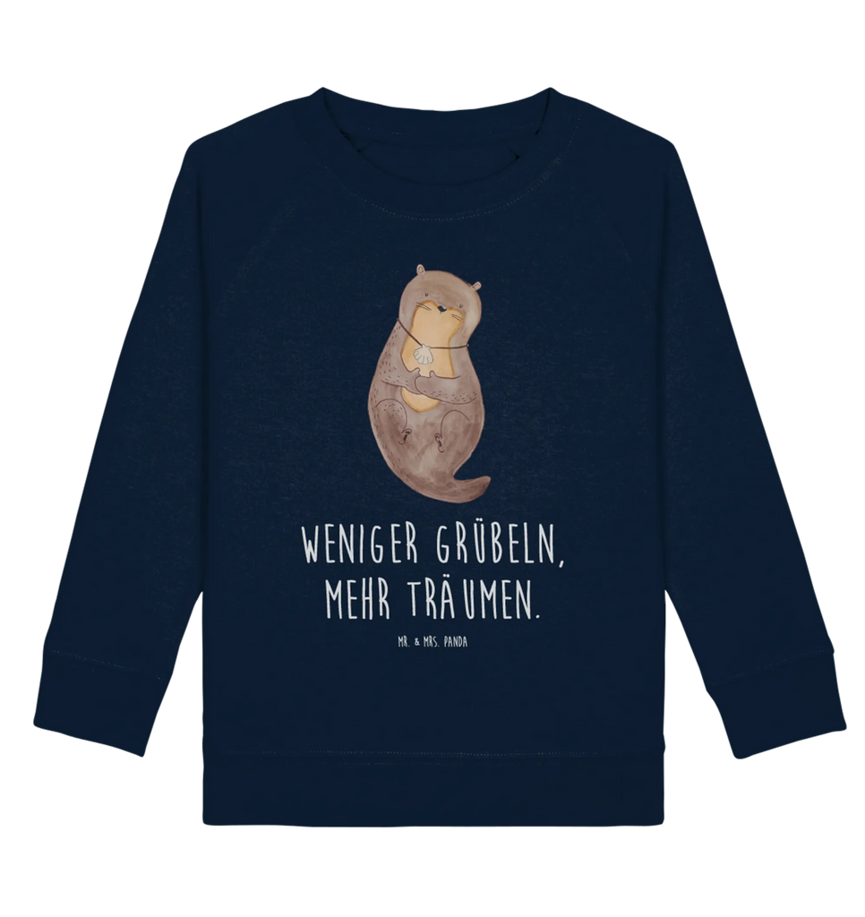 Organic Kinder Pullover Otter mit Muschelmedaillon Kinder Pullover, Kinder Sweatshirt, Jungen, Mädchen, Otter, Fischotter, Seeotter, Otterliebe, grübeln, träumen, Motivation, Tagträumen, Büro