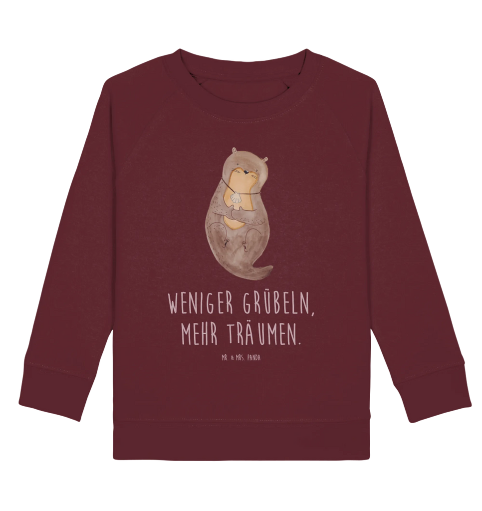 Organic Kinder Pullover Otter mit Muschelmedaillon Kinder Pullover, Kinder Sweatshirt, Jungen, Mädchen, Otter, Fischotter, Seeotter, Otterliebe, grübeln, träumen, Motivation, Tagträumen, Büro