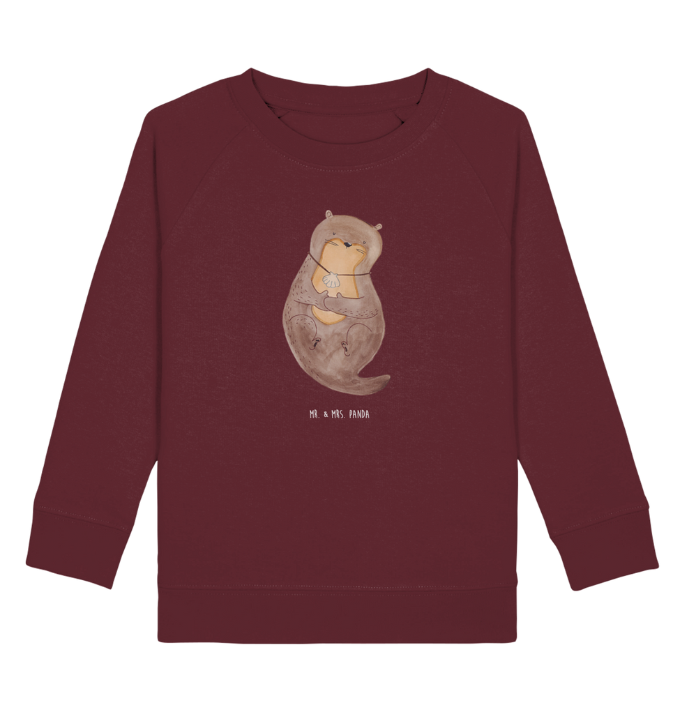 Organic Kinder Pullover Otter mit Muschelmedaillon Kinder Pullover, Kinder Sweatshirt, Jungen, Mädchen, Otter, Fischotter, Seeotter, Otterliebe, grübeln, träumen, Motivation, Tagträumen, Büro