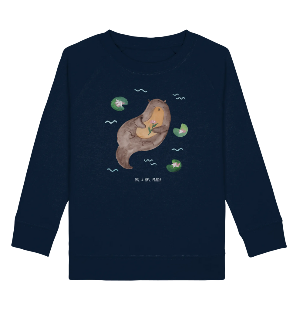 Organic Kinder Pullover Otter mit Seerose Kinder Pullover, Kinder Sweatshirt, Jungen, Mädchen, Otter, Fischotter, Seeotter, Otter Seeotter See Otter