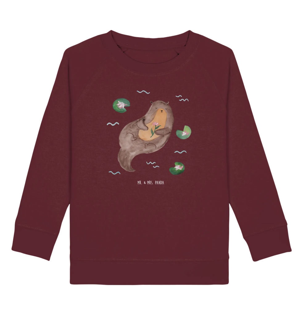 Organic Kinder Pullover Otter mit Seerose Kinder Pullover, Kinder Sweatshirt, Jungen, Mädchen, Otter, Fischotter, Seeotter, Otter Seeotter See Otter