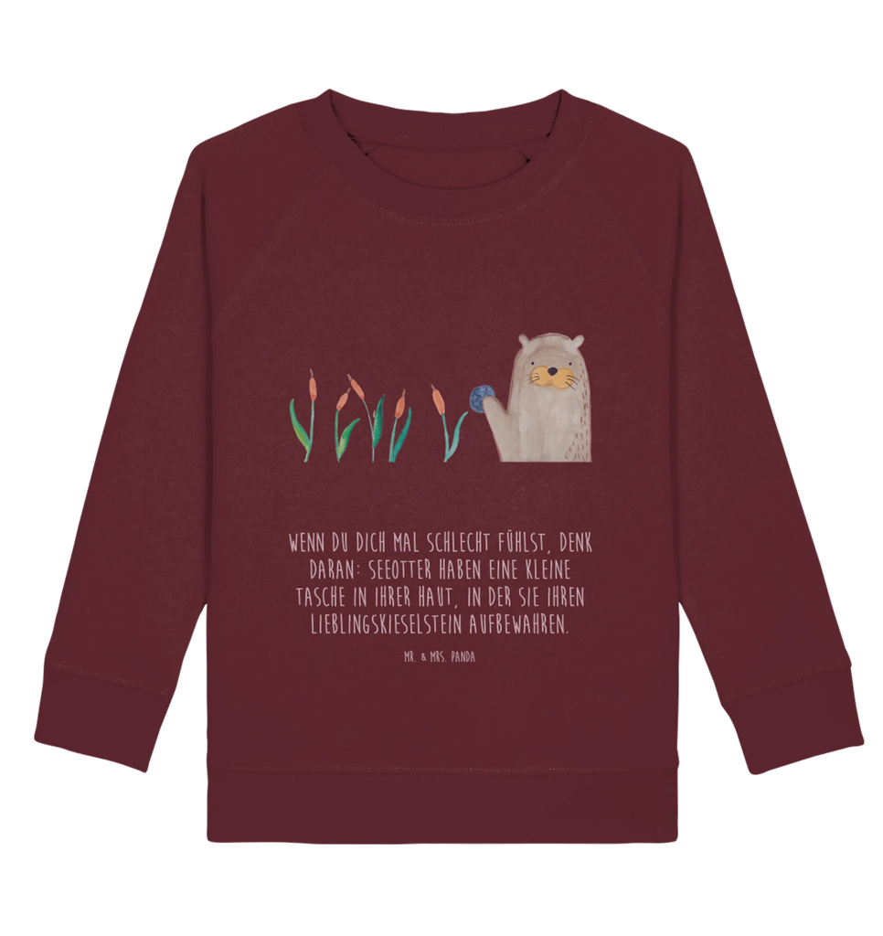 Organic Kinder Pullover Otter mit Stein Kinder Pullover, Kinder Sweatshirt, Jungen, Mädchen, Otter, Fischotter, Seeotter, Otter Seeotter See Otter