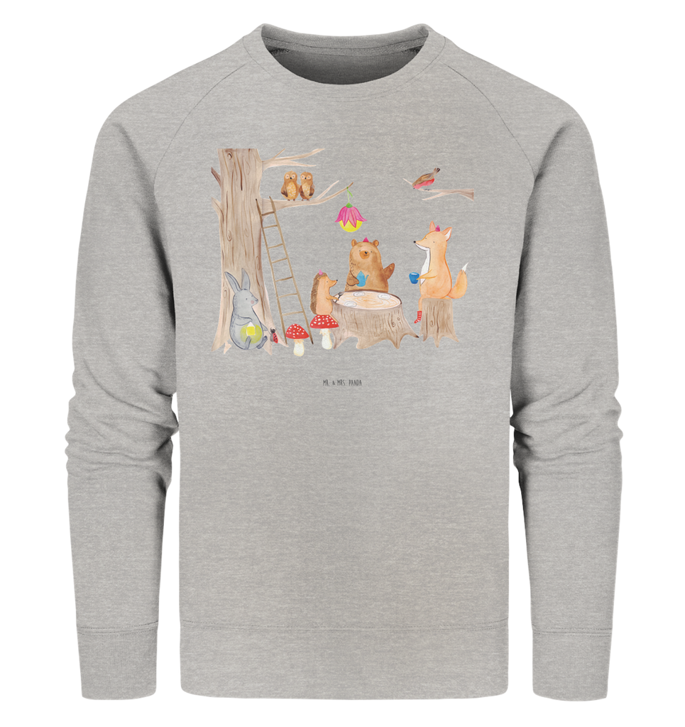 Organic Pullover Waldtiere Picknick Pullover, Pullover Männer, Pullover Frauen, Sweatshirt, Sweatshirt Männer, Sweatshirt Frauen, Unisex, Tiermotive, Gute Laune, lustige Sprüche, Tiere, Waldtiere, Picknick, Wald, Fuchs, Hase, Igel, Maus, Eichhörnchen