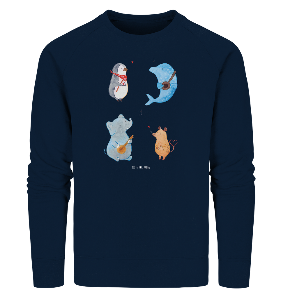 Organic Pullover Big Band Pullover, Pullover Männer, Pullover Frauen, Sweatshirt, Sweatshirt Männer, Sweatshirt Frauen, Unisex, Tiermotive, Gute Laune, lustige Sprüche, Tiere, Hund, Pinguin, Maus, Elefant, Delfin, Gitarre, Band, Triangel, Musikanten, Musik