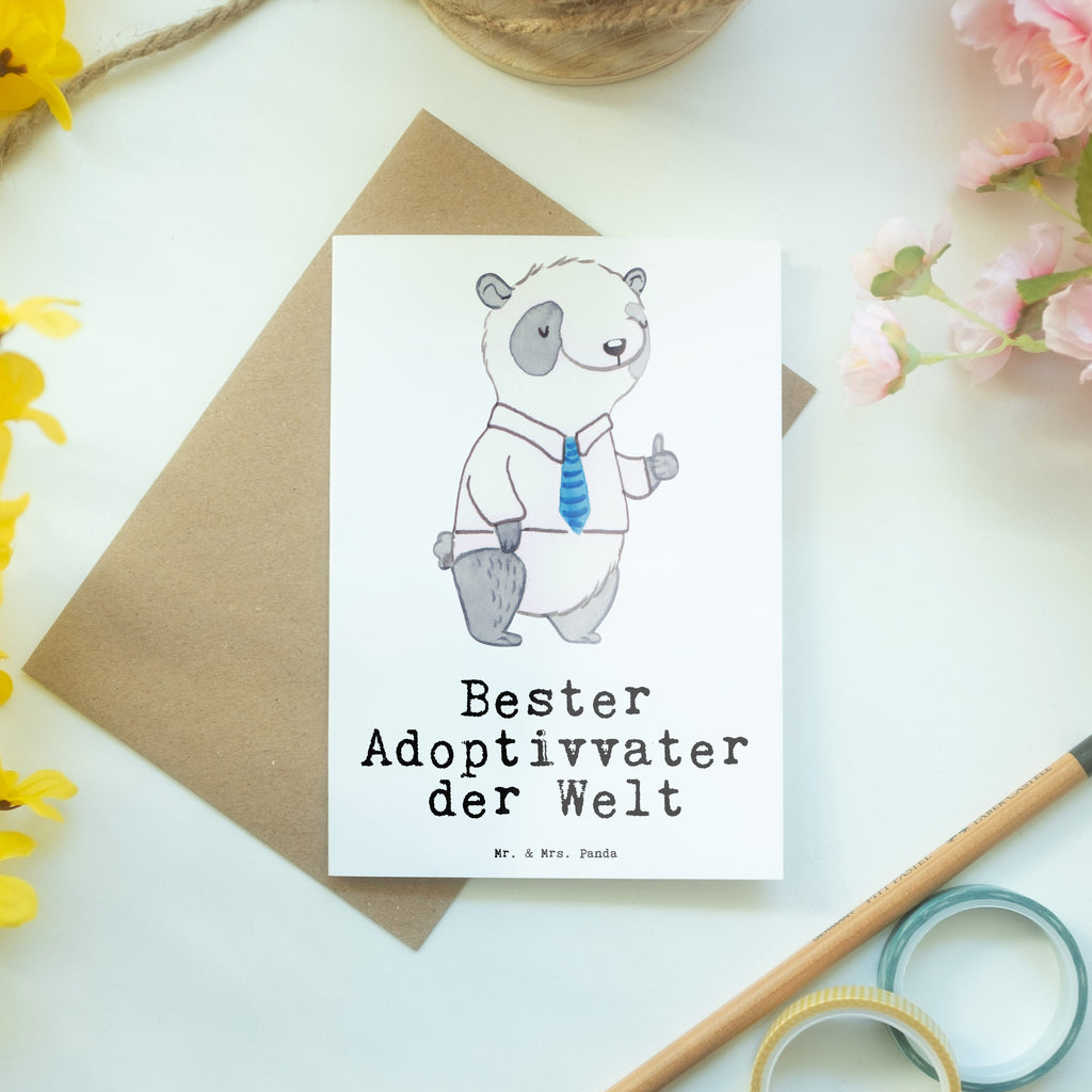 Grußkarte Panda Bester Adoptivvater der Welt Grußkarte, Klappkarte, Einladungskarte, Glückwunschkarte, Hochzeitskarte, Geburtstagskarte, Karte, Ansichtskarten, für, Dankeschön, Geschenk, Schenken, Geburtstag, Geburtstagsgeschenk, Geschenkidee, Danke, Bedanken, Mitbringsel, Freude machen, Geschenktipp, Adoptiv vater, Adoption, adoptiert, Adoptivvater