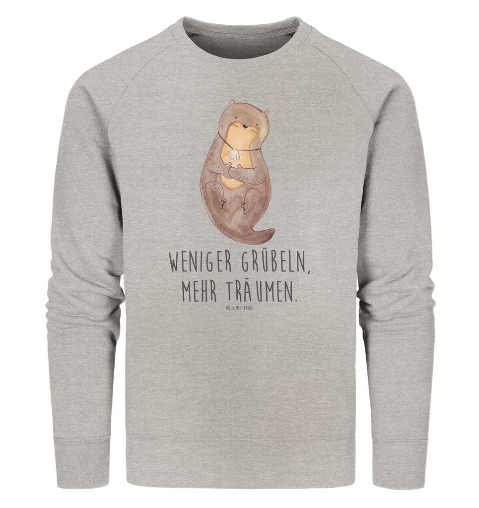 Organic Pullover Otter Muschel Pullover, Pullover Männer, Pullover Frauen, Sweatshirt, Sweatshirt Männer, Sweatshirt Frauen, Unisex, Otter, Fischotter, Seeotter, Otterliebe, grübeln, träumen, Motivation, Tagträumen, Büro