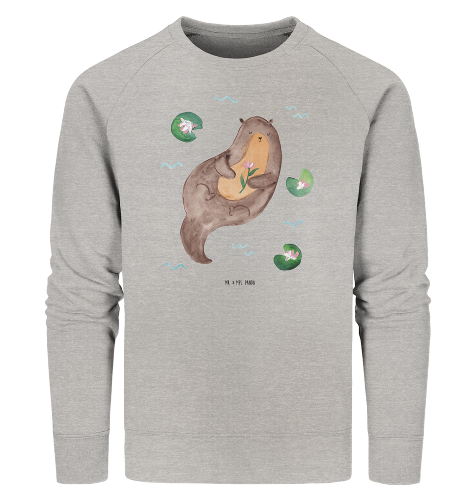 Organic Pullover Otter Seerose Pullover, Pullover Männer, Pullover Frauen, Sweatshirt, Sweatshirt Männer, Sweatshirt Frauen, Unisex, Otter, Fischotter, Seeotter, Otter Seeotter See Otter