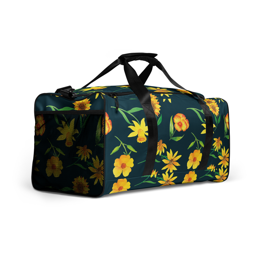 Reisetasche Sonnengruß Design Reisetasche, Sporttasche, Muster, Blumen, gelbe Blumen, Sonnenblume, Osterglocke