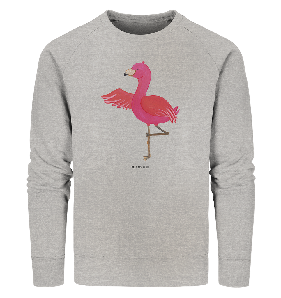 Organic Pullover Flamingo Yoga Pullover, Pullover Männer, Pullover Frauen, Sweatshirt, Sweatshirt Männer, Sweatshirt Frauen, Unisex, Flamingo, Vogel, Yoga, Namaste, Achtsamkeit, Yoga-Übung, Entspannung, Ärger, Aufregen, Tiefenentspannung