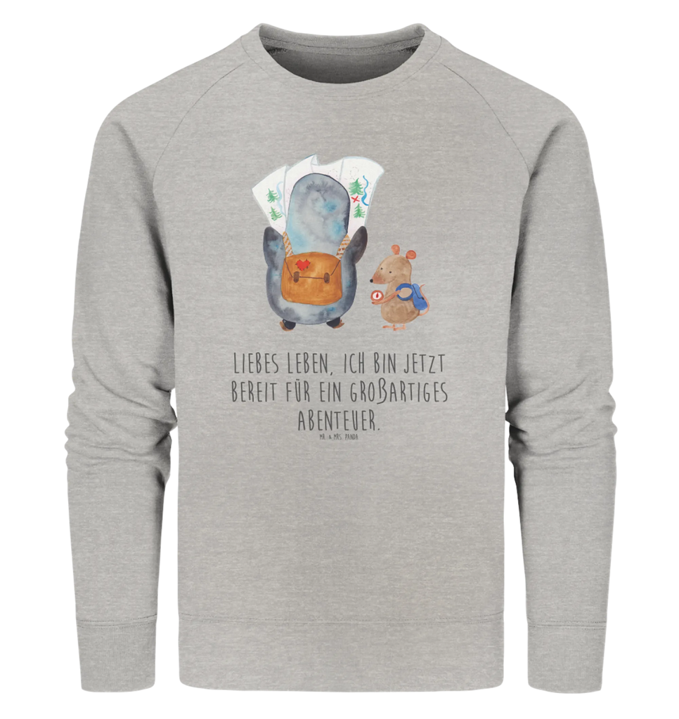 Organic Pullover Pinguin & Maus Wanderer Pullover, Pullover Männer, Pullover Frauen, Sweatshirt, Sweatshirt Männer, Sweatshirt Frauen, Unisex, Pinguin, Pinguine, Abenteurer, Abenteuer, Roadtrip, Ausflug, Wanderlust, wandern