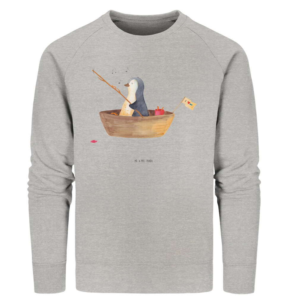 Organic Pullover Pinguin Angelboot Pullover, Pullover Männer, Pullover Frauen, Sweatshirt, Sweatshirt Männer, Sweatshirt Frauen, Unisex, Pinguin, Pinguine, Angeln, Boot, Angelboot, Lebenslust, Leben, genießen, Motivation, Neustart, Neuanfang, Trennung, Scheidung, Geschenkidee Liebeskummer