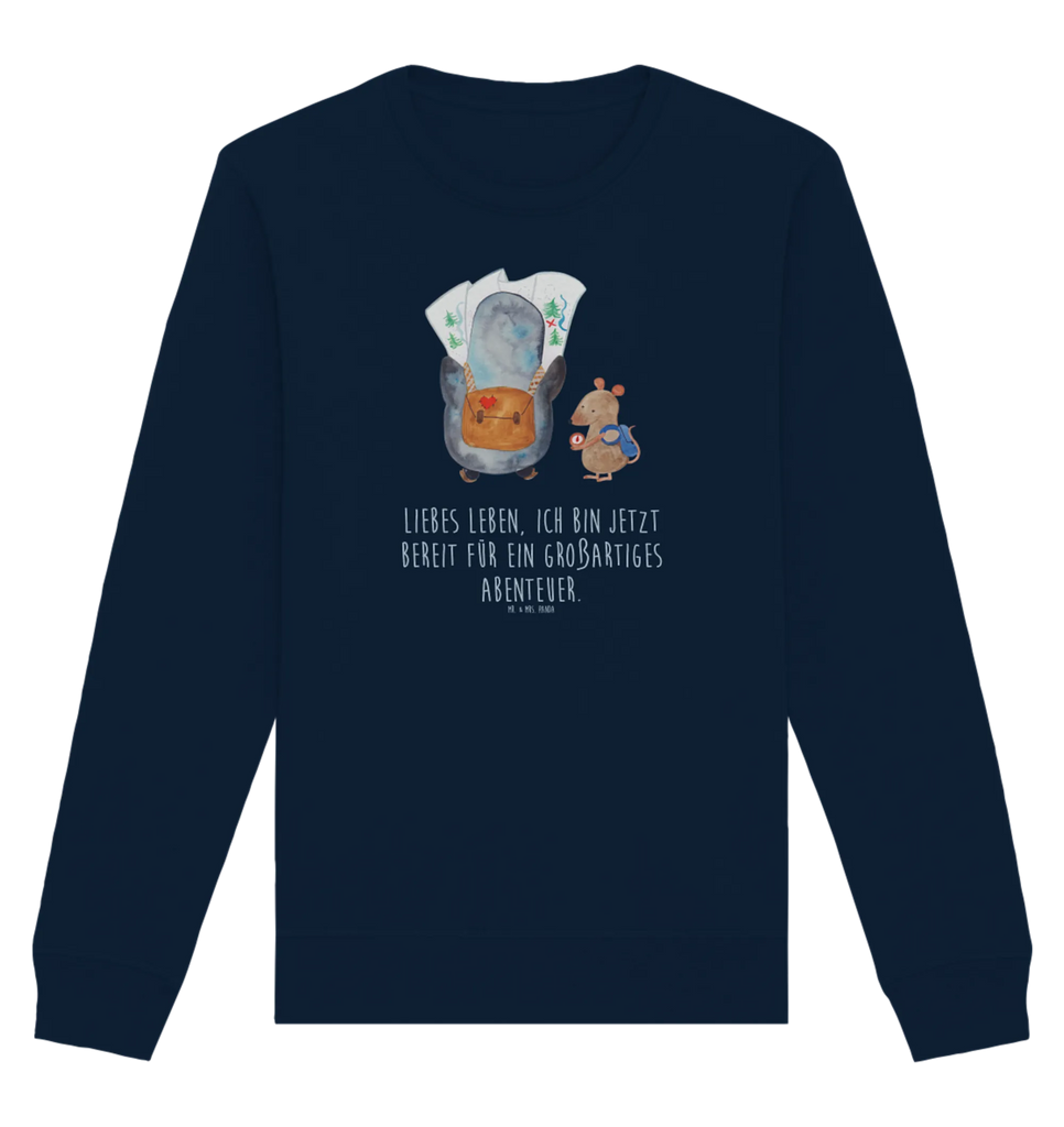 Organic Pullover Pinguin & Maus Wanderer Pullover, Pullover Männer, Pullover Frauen, Sweatshirt, Sweatshirt Männer, Sweatshirt Frauen, Unisex, Pinguin, Pinguine, Abenteurer, Abenteuer, Roadtrip, Ausflug, Wanderlust, wandern