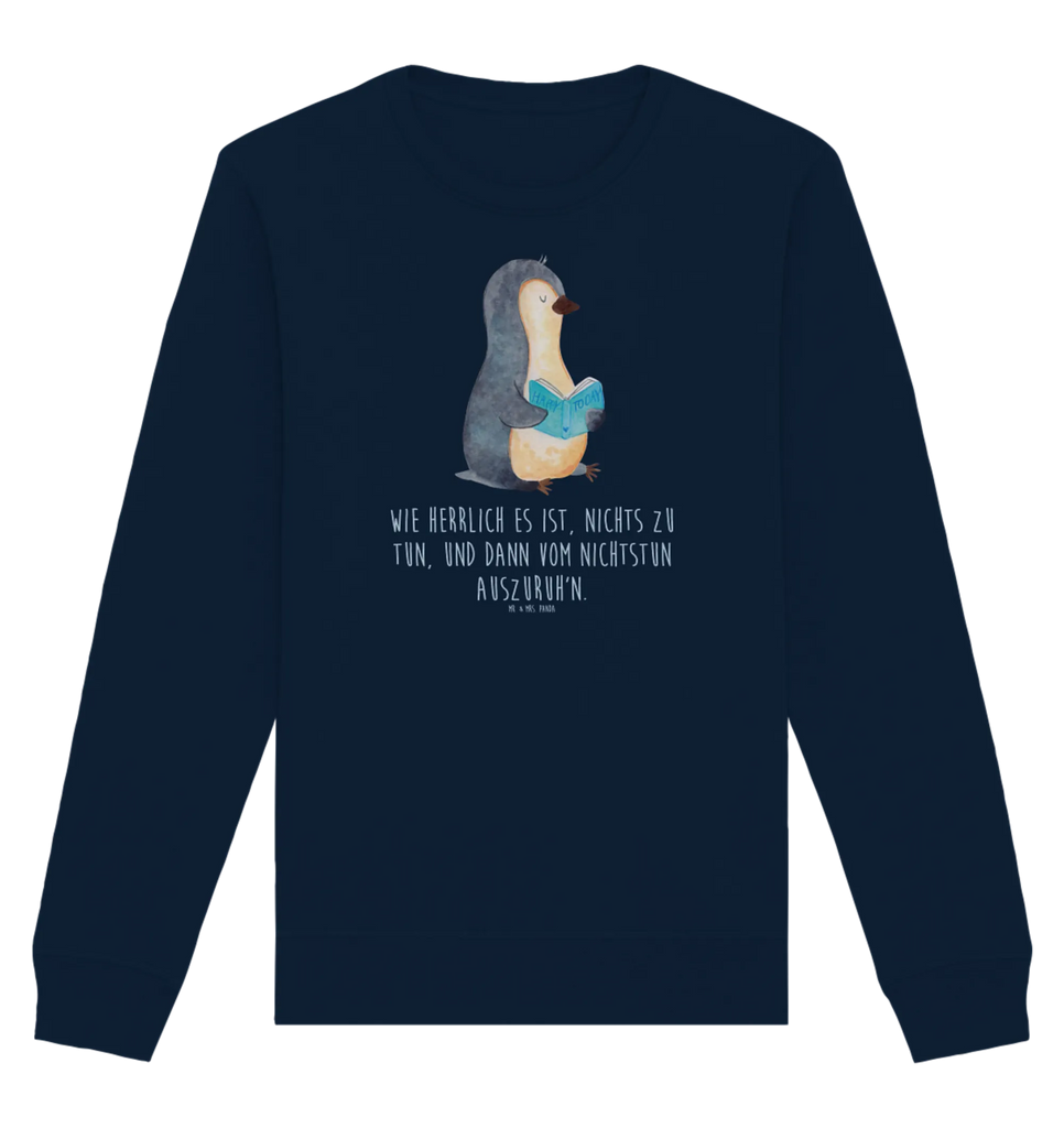 Organic Pullover Pinguin Buch Pullover, Pullover Männer, Pullover Frauen, Sweatshirt, Sweatshirt Männer, Sweatshirt Frauen, Unisex, Pinguin, Pinguine, Buch, Lesen, Bücherwurm, Nichtstun, Faulenzen, Ferien, Urlaub, Freizeit