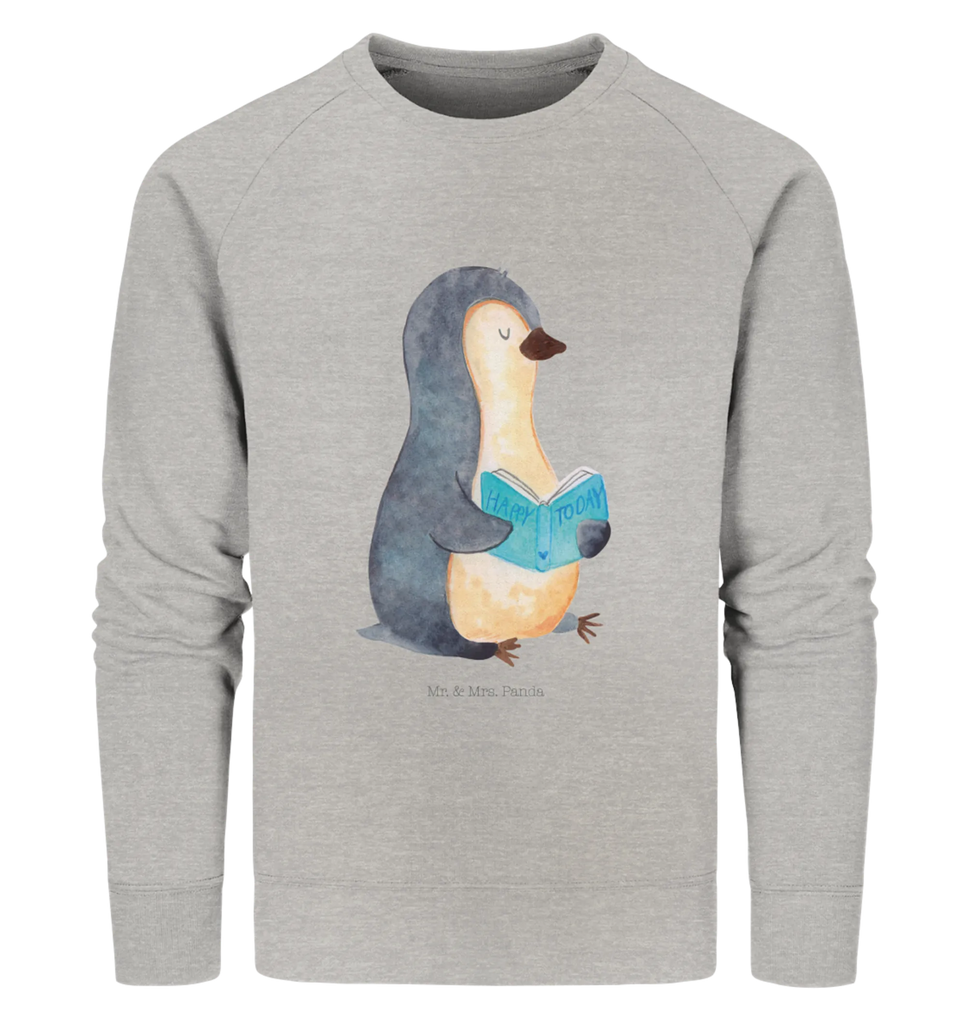 Organic Pullover Pinguin Buch Pullover, Pullover Männer, Pullover Frauen, Sweatshirt, Sweatshirt Männer, Sweatshirt Frauen, Unisex, Pinguin, Pinguine, Buch, Lesen, Bücherwurm, Nichtstun, Faulenzen, Ferien, Urlaub, Freizeit