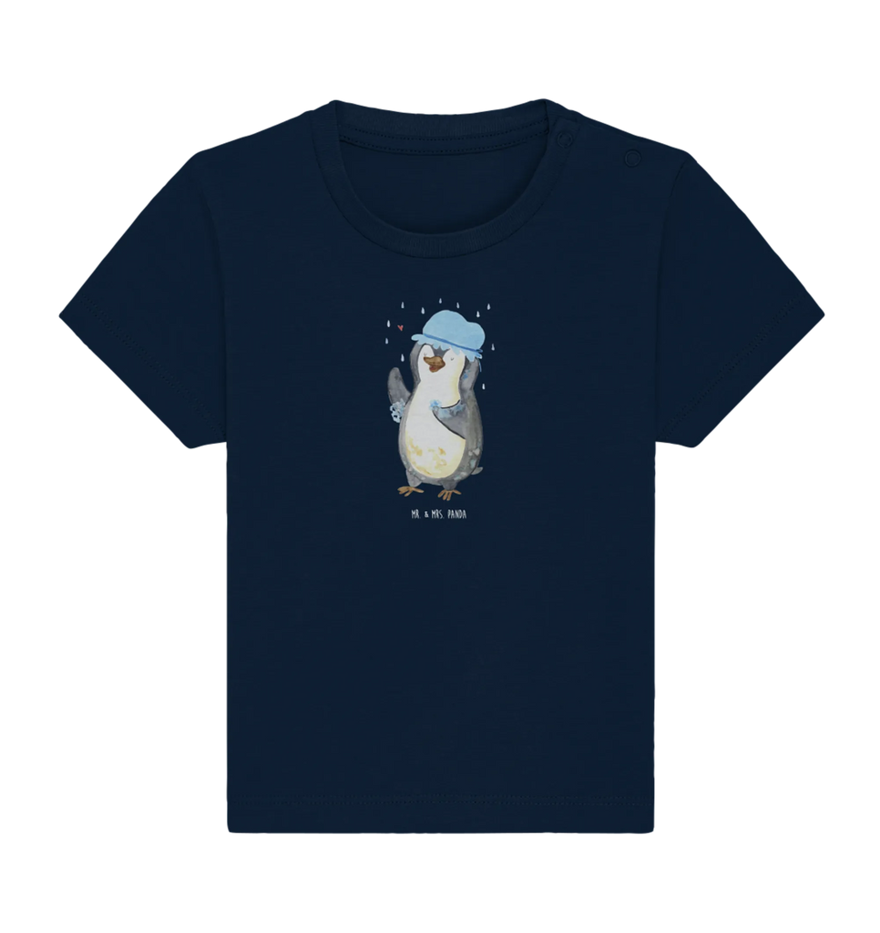 Organic Baby Shirt Pinguin Duschen Baby T-Shirt, Jungen Baby T-Shirt, Mädchen Baby T-Shirt, Shirt, Pinguin, Pinguine, Dusche, duschen, Lebensmotto, Motivation, Neustart, Neuanfang, glücklich sein