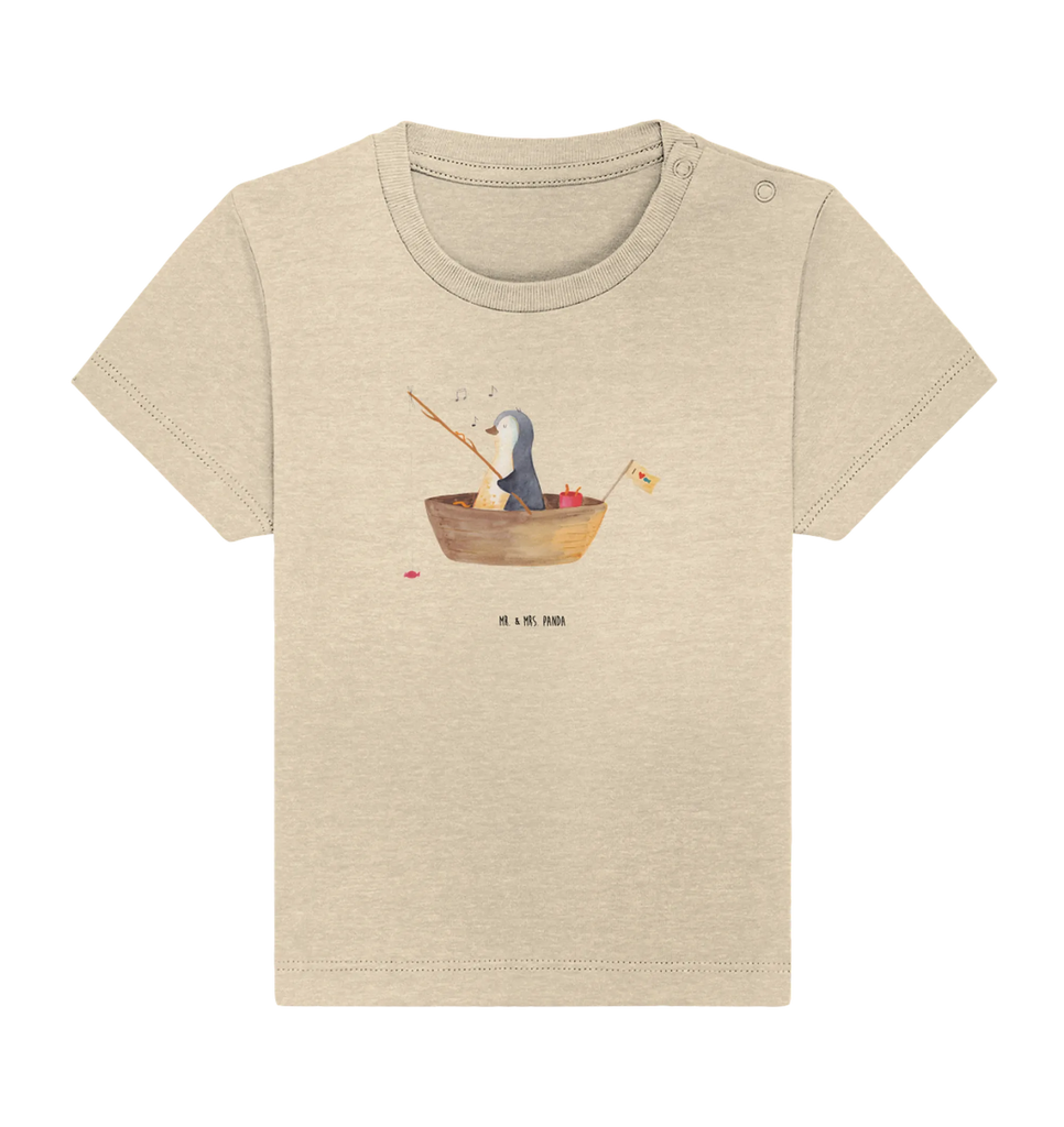 Organic Baby Shirt Pinguin Angelboot Baby T-Shirt, Jungen Baby T-Shirt, Mädchen Baby T-Shirt, Shirt, Pinguin, Pinguine, Angeln, Boot, Angelboot, Lebenslust, Leben, genießen, Motivation, Neustart, Neuanfang, Trennung, Scheidung, Geschenkidee Liebeskummer