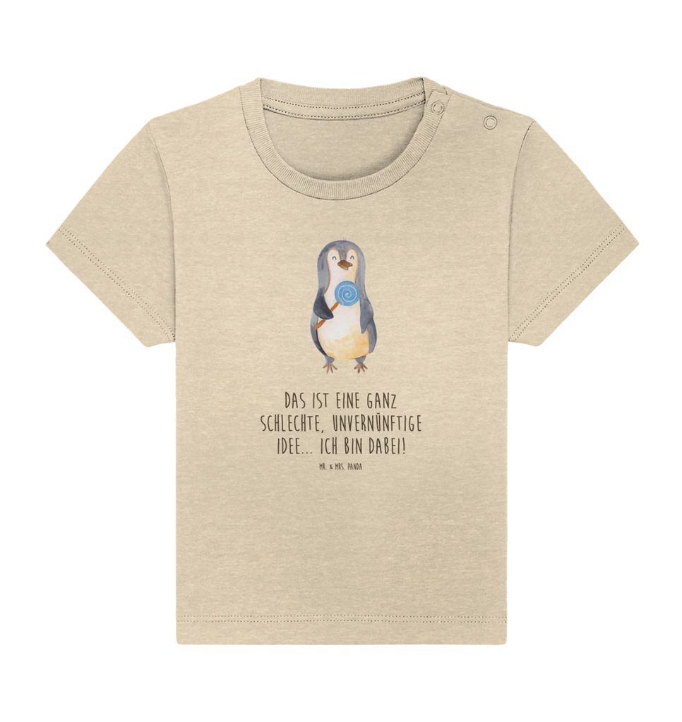 Organic Baby Shirt Pinguin Lolli Baby T-Shirt, Jungen Baby T-Shirt, Mädchen Baby T-Shirt, Shirt, Pinguin, Pinguine, Lolli, Süßigkeiten, Blödsinn, Spruch, Rebell, Gauner, Ganove, Rabauke