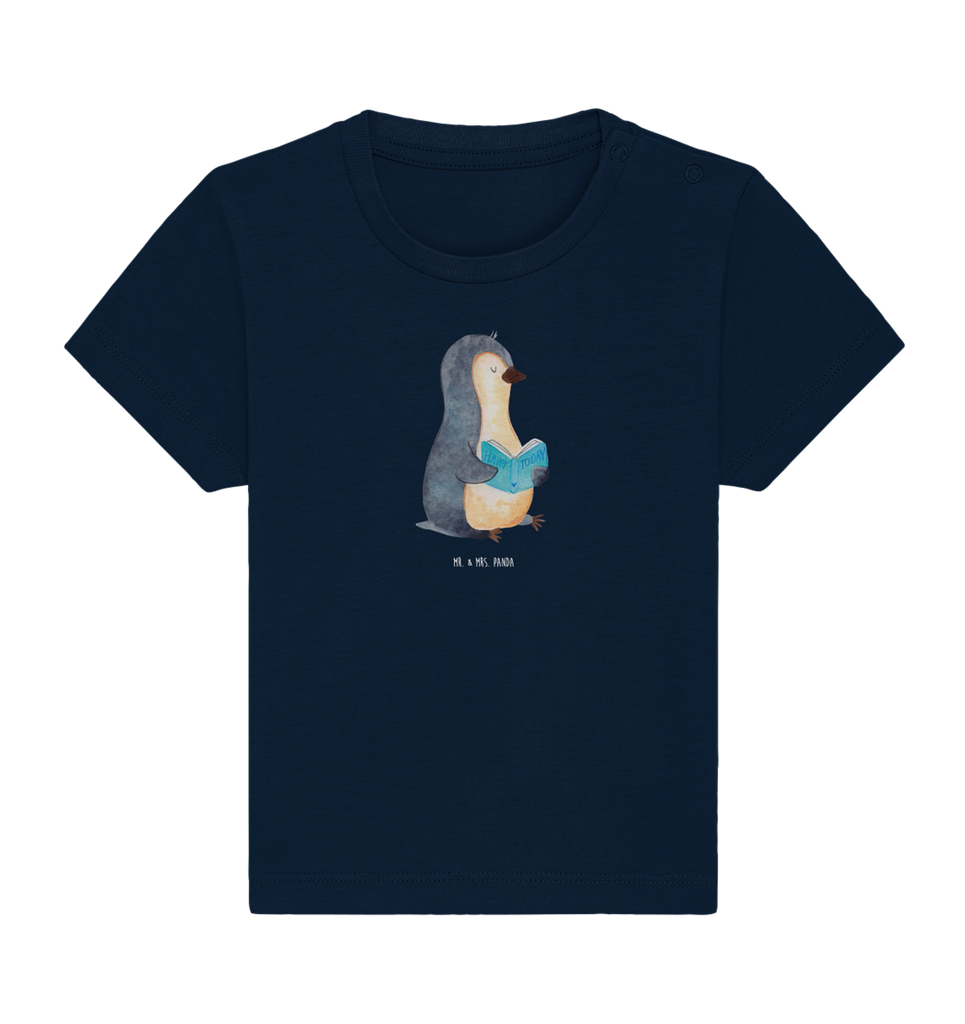 Organic Baby Shirt Pinguin Buch Baby T-Shirt, Jungen Baby T-Shirt, Mädchen Baby T-Shirt, Shirt, Pinguin, Pinguine, Buch, Lesen, Bücherwurm, Nichtstun, Faulenzen, Ferien, Urlaub, Freizeit