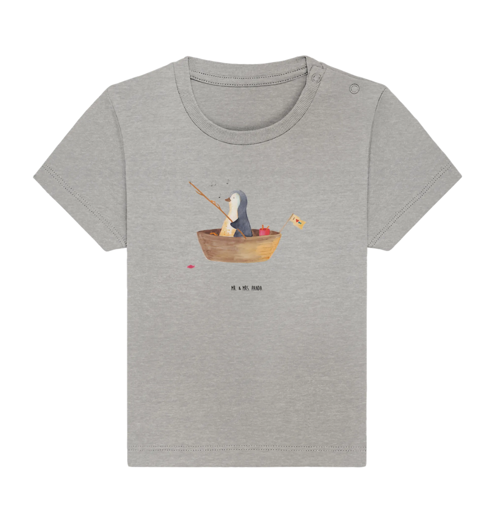 Organic Baby Shirt Pinguin Angelboot Baby T-Shirt, Jungen Baby T-Shirt, Mädchen Baby T-Shirt, Shirt, Pinguin, Pinguine, Angeln, Boot, Angelboot, Lebenslust, Leben, genießen, Motivation, Neustart, Neuanfang, Trennung, Scheidung, Geschenkidee Liebeskummer