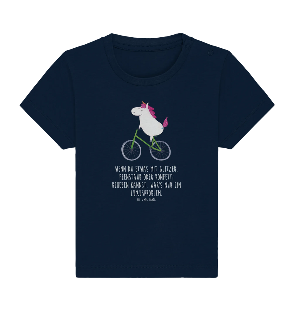 Organic Baby Shirt Einhorn Radfahrer Baby T-Shirt, Jungen Baby T-Shirt, Mädchen Baby T-Shirt, Shirt, Einhorn, Einhörner, Einhorn Deko, Pegasus, Unicorn, Radfahren, Radfahrer, Rad, Bike, Feenstaub, Konfetti, Luxusproblem, Kummer, Liebeskummer