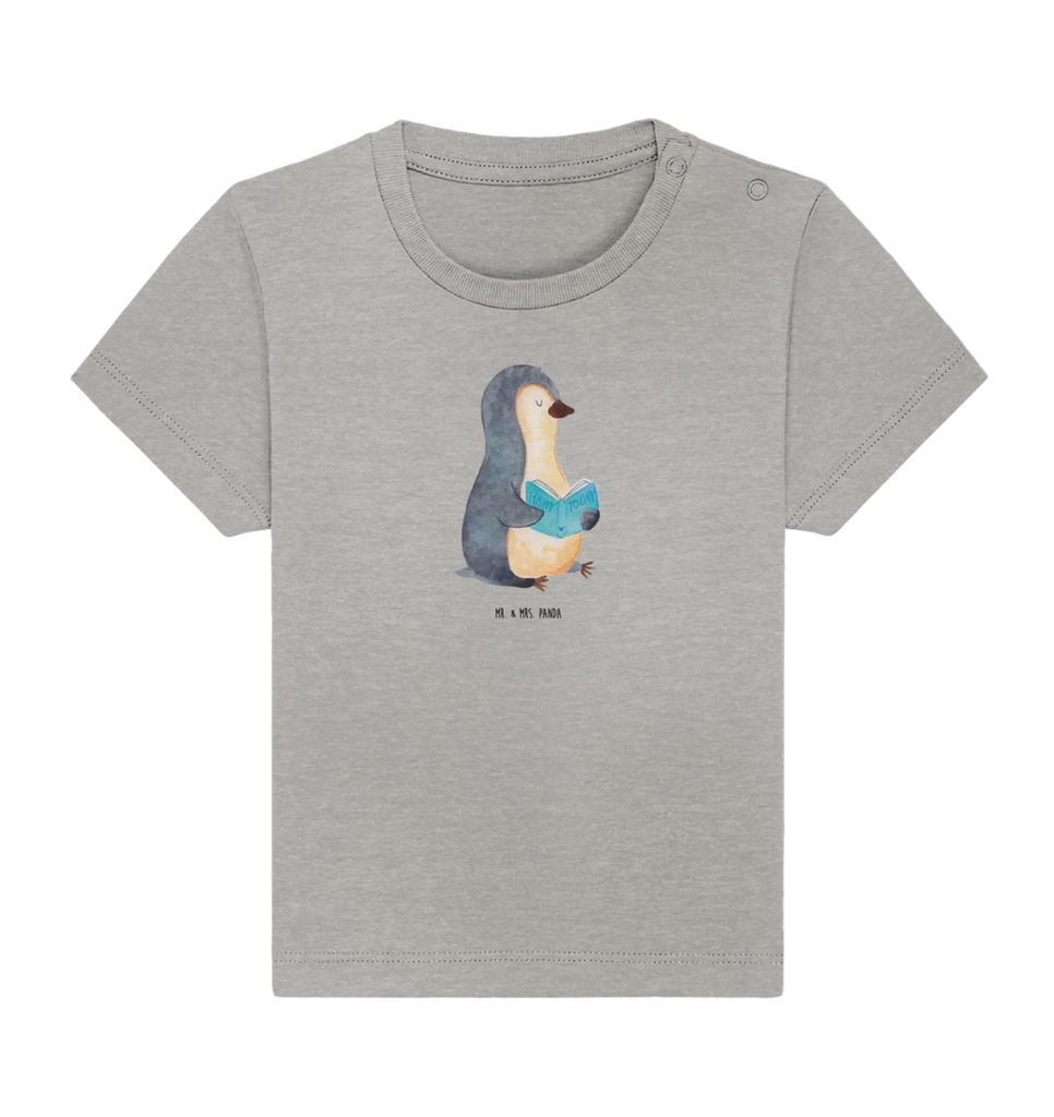 Organic Baby Shirt Pinguin Buch Baby T-Shirt, Jungen Baby T-Shirt, Mädchen Baby T-Shirt, Shirt, Pinguin, Pinguine, Buch, Lesen, Bücherwurm, Nichtstun, Faulenzen, Ferien, Urlaub, Freizeit