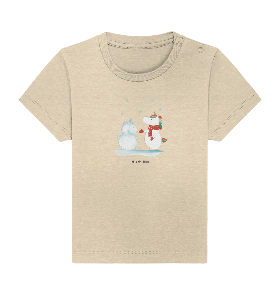 Organic Baby Shirt Einhorn Schneemann Baby T-Shirt, Jungen Baby T-Shirt, Mädchen Baby T-Shirt, Shirt, Einhorn, Einhörner, Einhorn Deko, Pegasus, Unicorn, Schneemann, Winter, Schnee, Kuchen, Weihnachten, kalt, Mütze, Handschuhe, X-Mas