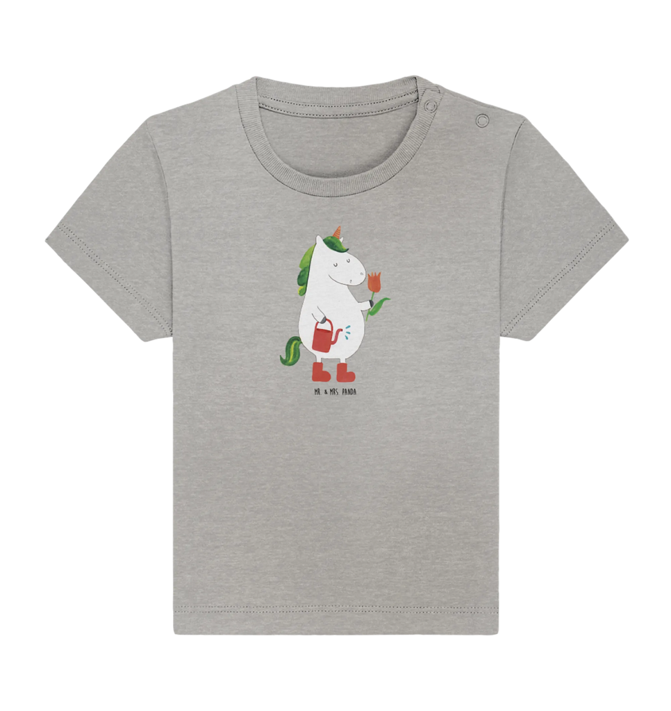 Organic Baby Shirt Einhorn Gärtner Baby T-Shirt, Jungen Baby T-Shirt, Mädchen Baby T-Shirt, Shirt, Einhorn, Einhörner, Einhorn Deko, Pegasus, Unicorn, Luftballon, Gießkanne, Giesskanne, Lebenslust, Freude, Blume, Freundin, Garten, Stiefel