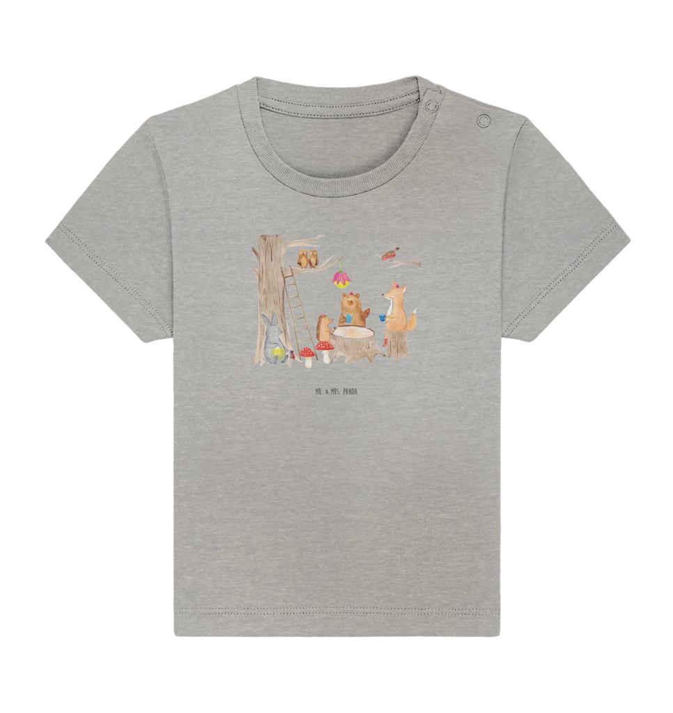 Organic Baby Shirt Waldtiere Picknick Baby T-Shirt, Jungen Baby T-Shirt, Mädchen Baby T-Shirt, Shirt, Tiermotive, Gute Laune, lustige Sprüche, Tiere, Waldtiere, Picknick, Wald, Fuchs, Hase, Igel, Maus, Eichhörnchen