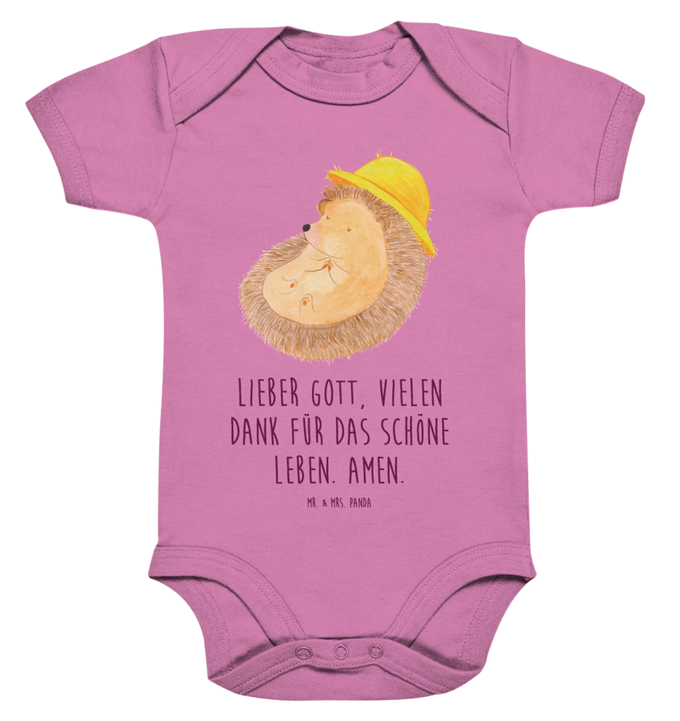 Organic Baby Body Igel Beten Babykleidung, Babystrampler, Strampler, Wickelbody, Baby Erstausstattung, Junge, Mädchen, Tiermotive, Gute Laune, lustige Sprüche, Tiere, Igel, Igel mit Hut, Sonnenhut, Gott, Amen, beten, Leben, Dankbarkeit, Dankbar sein, dankbar, genießen