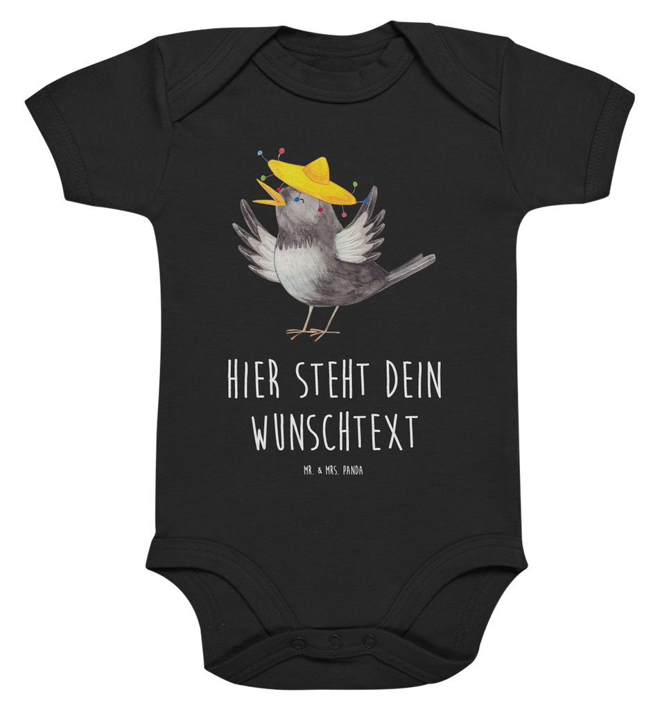 Personalisierter Baby Body Rabe mit Sombrero Personalisierter Baby Body, Personalisierte Babykleidung, Personalisierter Babystrampler, Personalisierter Strampler, Personalisierter Wickelbody, Personalisierte Baby Erstausstattung, Junge, Mädchen, Tiermotive, Gute Laune, lustige Sprüche, Tiere, Rabe, Vogel, Vögel, Spruch positiv, fröhlich sein, glücklich sein, Glück Spruch, froh, Elster, Motivation