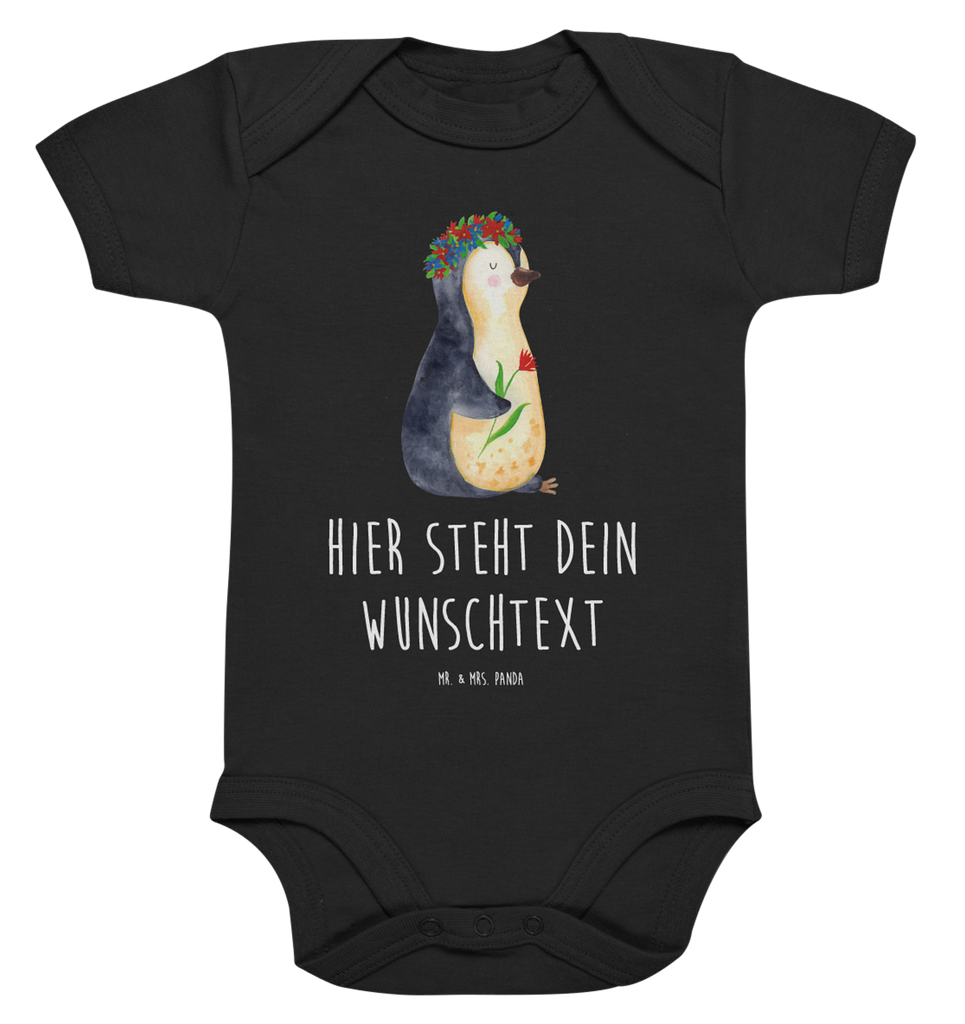 Personalisierter Baby Body Pinguin Blumenkranz Personalisierter Baby Body, Personalisierte Babykleidung, Personalisierter Babystrampler, Personalisierter Strampler, Personalisierter Wickelbody, Personalisierte Baby Erstausstattung, Junge, Mädchen, Pinguin, Pinguine, Blumenkranz, Universum, Leben, Wünsche, Ziele, Lebensziele, Motivation, Lebenslust, Liebeskummer, Geschenkidee