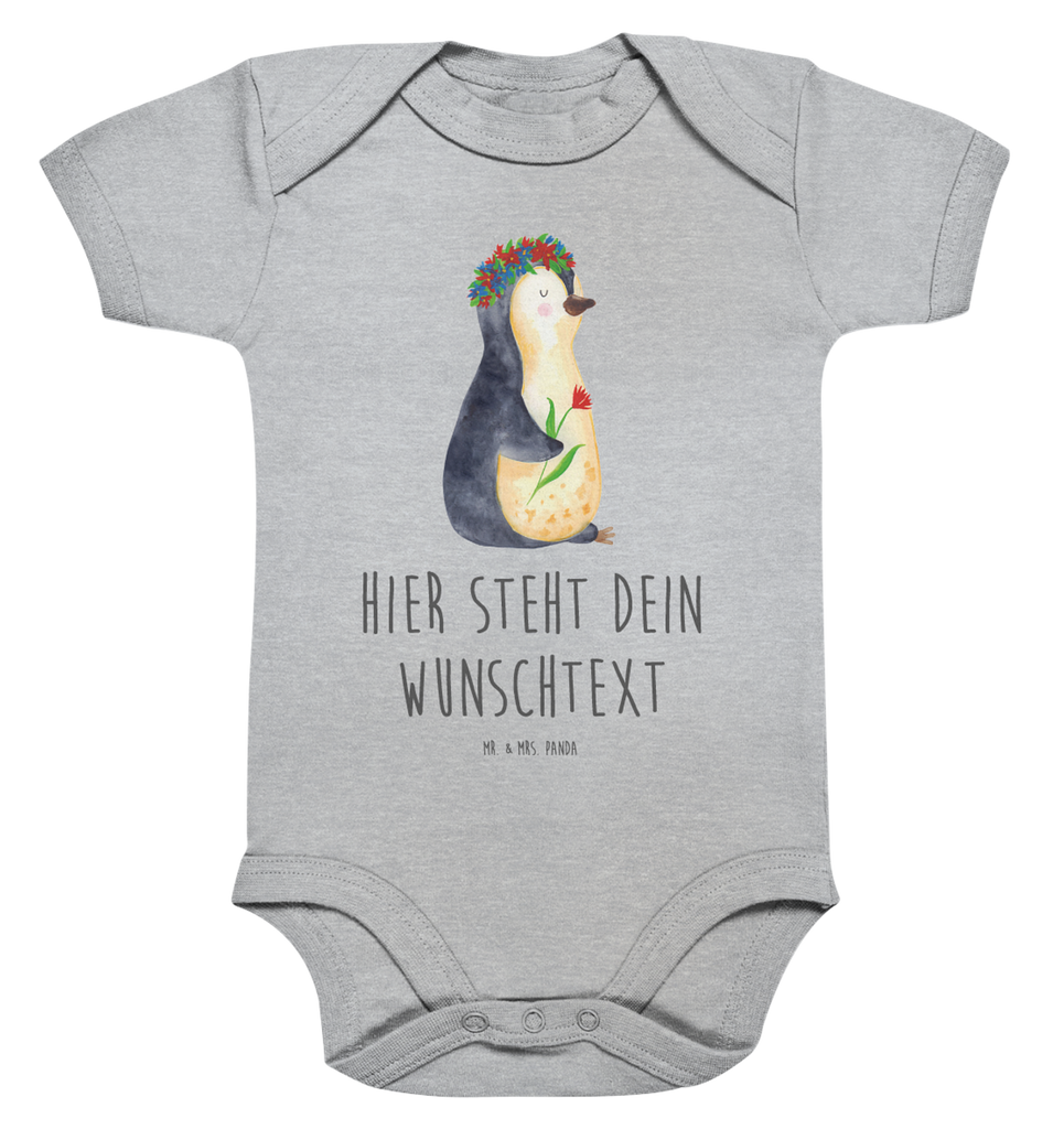 Personalisierter Baby Body Pinguin Blumenkranz Personalisierter Baby Body, Personalisierte Babykleidung, Personalisierter Babystrampler, Personalisierter Strampler, Personalisierter Wickelbody, Personalisierte Baby Erstausstattung, Junge, Mädchen, Pinguin, Pinguine, Blumenkranz, Universum, Leben, Wünsche, Ziele, Lebensziele, Motivation, Lebenslust, Liebeskummer, Geschenkidee