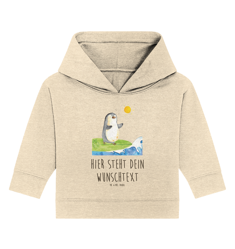 Personalisierter Baby Hoodie Pinguin Surfer Personalisierter Baby Hoodie, Baby Hoodie mit Namen, Babyhoodie Wunschtext, Pinguin, Pinguine, surfen, Surfer, Hawaii, Urlaub, Wellen, Wellen reiten, Portugal