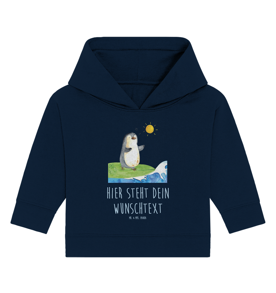 Personalisierter Baby Hoodie Pinguin Surfer Personalisierter Baby Hoodie, Baby Hoodie mit Namen, Babyhoodie Wunschtext, Pinguin, Pinguine, surfen, Surfer, Hawaii, Urlaub, Wellen, Wellen reiten, Portugal