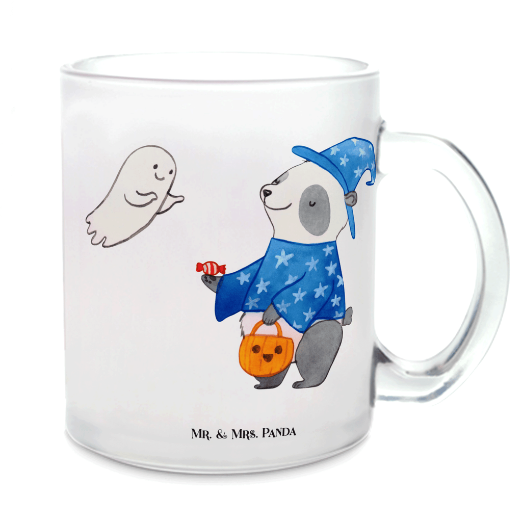 Teetasse Panda Zauberer Teetasse, Teeglas, Teebecher, Tasse mit Henkel, Tasse, Glas Teetasse, Teetasse aus Glas, Halloween, Deko, Martinssingen, Dekoration, Geschenke, Schenken, Halloween Deko, Trick or Treat, Süßes sonst gibt's saures, Panda, Zauberer, Gespenst