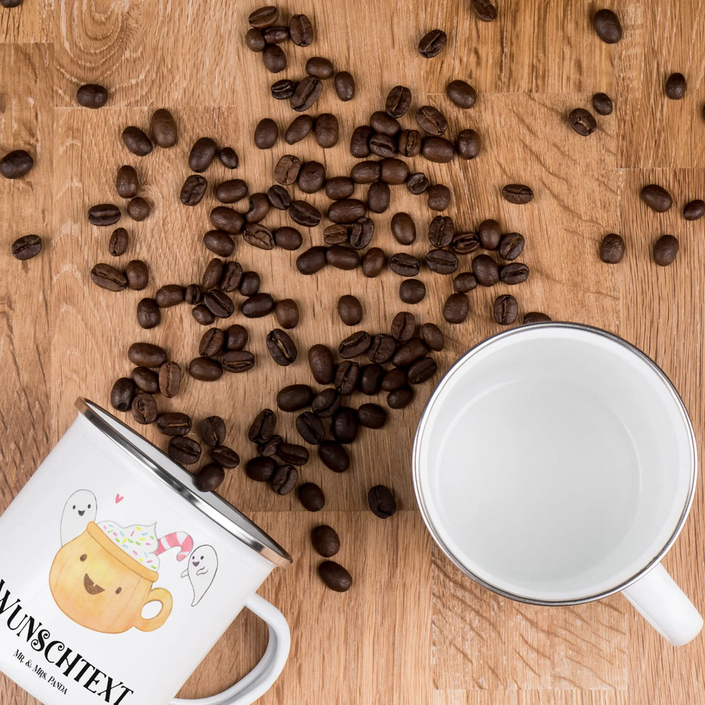 Personalisierte Emaille Tasse Kaffee Gespenst Emaille Tasse personalisiert, Emaille Tasse mit Namen, Campingtasse personalisiert, Namenstasse, Campingtasse bedrucken, Campinggeschirr personalsisert, tasse mit namen, personalisierte tassen, personalisierte tasse, tasse selbst gestalten, tasse bedrucken, tassen bedrucken, Halloween, Deko, Martinssingen, Dekoration, Geschenke, Schenken, Halloween Deko, Trick or Treat, Süßes sonst gibt's saures, Pumpkin spiced Latte, Kaffee, Gespenst