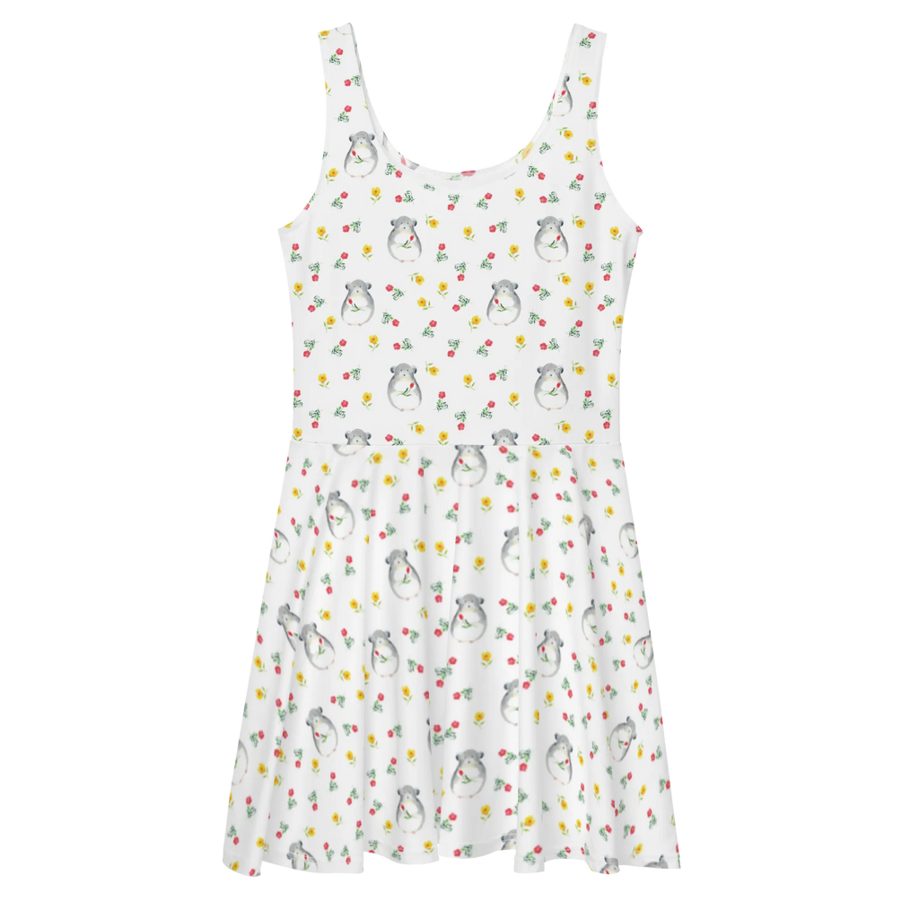 Sommerkleid Chinchilla Blume Muster Sommerkleid, Kleid, Skaterkleid, Tiermotive, Gute Laune, lustige Sprüche, Tiere, Chinchilla, Chinchillas, Liebeskummer, Kummer, Depressionen, traurig sein, Chaos, Glücklichsein, Büro, Büroalltag