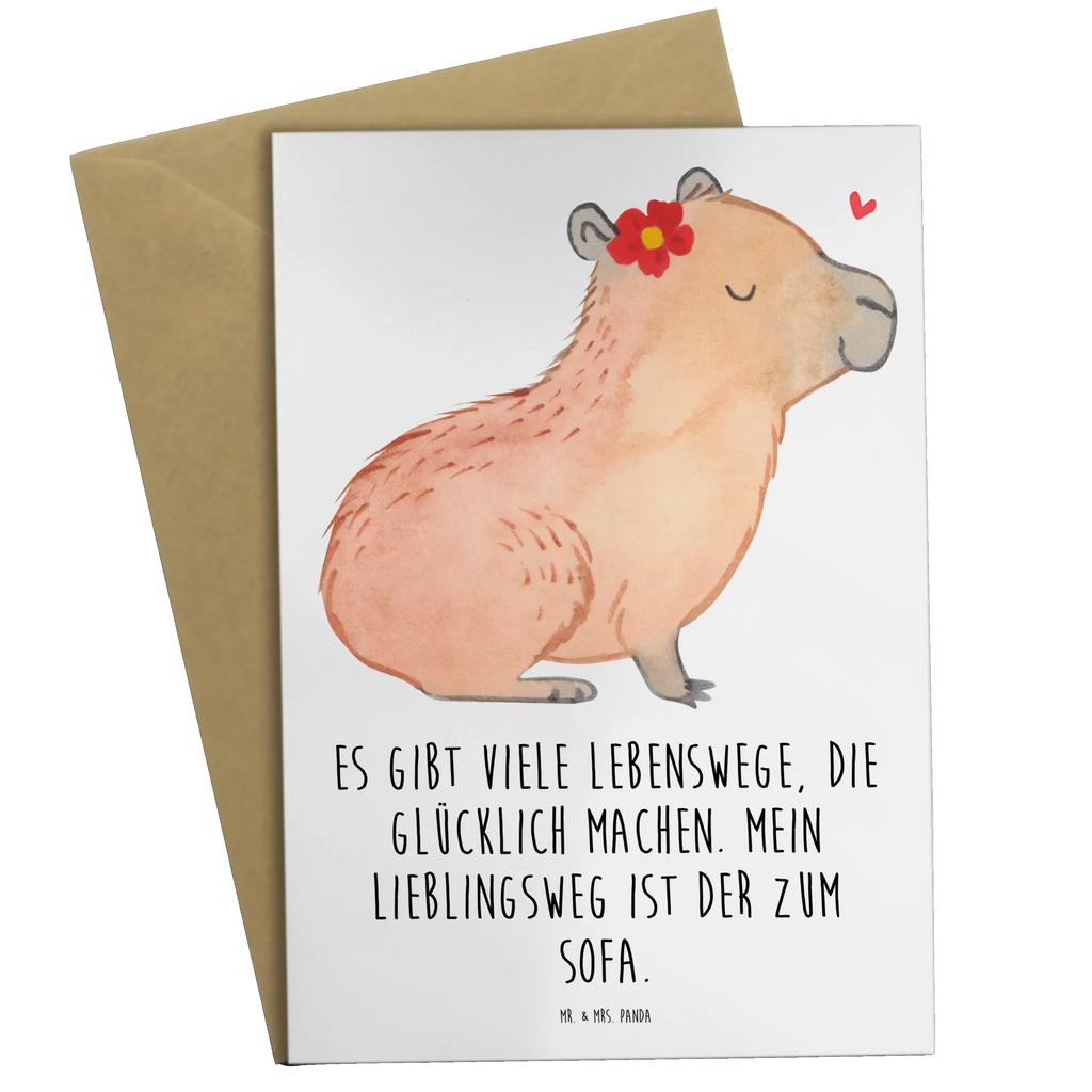 Grußkarte Capybara Blume Grußkarte, Klappkarte, Einladungskarte, Glückwunschkarte, Hochzeitskarte, Geburtstagskarte, Karte, Ansichtskarten, Tiermotive, Gute Laune, lustige Sprüche, Tiere, Capybara