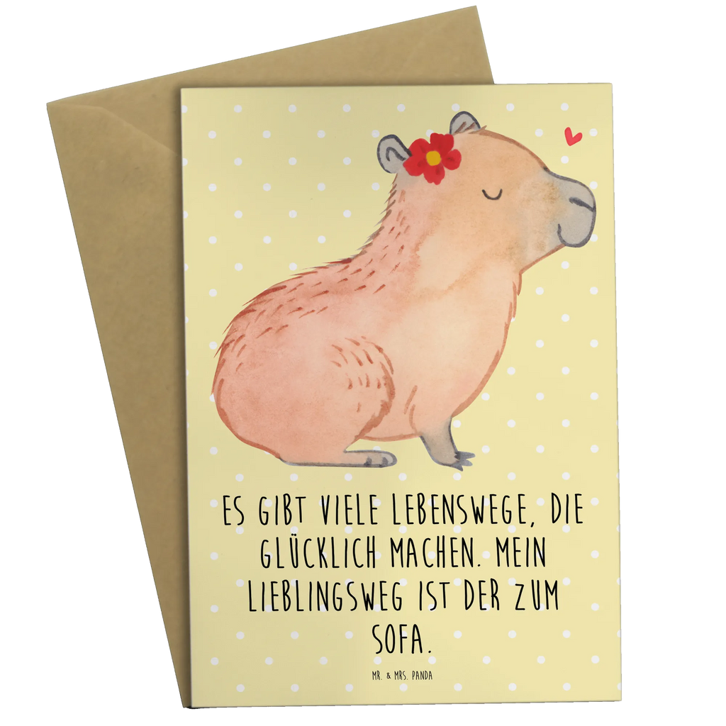 Grußkarte Capybara Blume Grußkarte, Klappkarte, Einladungskarte, Glückwunschkarte, Hochzeitskarte, Geburtstagskarte, Karte, Ansichtskarten, Tiermotive, Gute Laune, lustige Sprüche, Tiere, Capybara