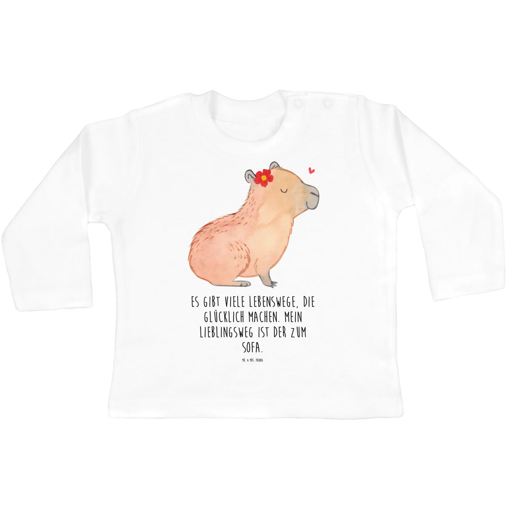 Baby Longsleeve Capybara Blume Mädchen, Jungen, Baby, Langarm, Bio, Kleidung, Tiermotive, Gute Laune, lustige Sprüche, Tiere, Capybara