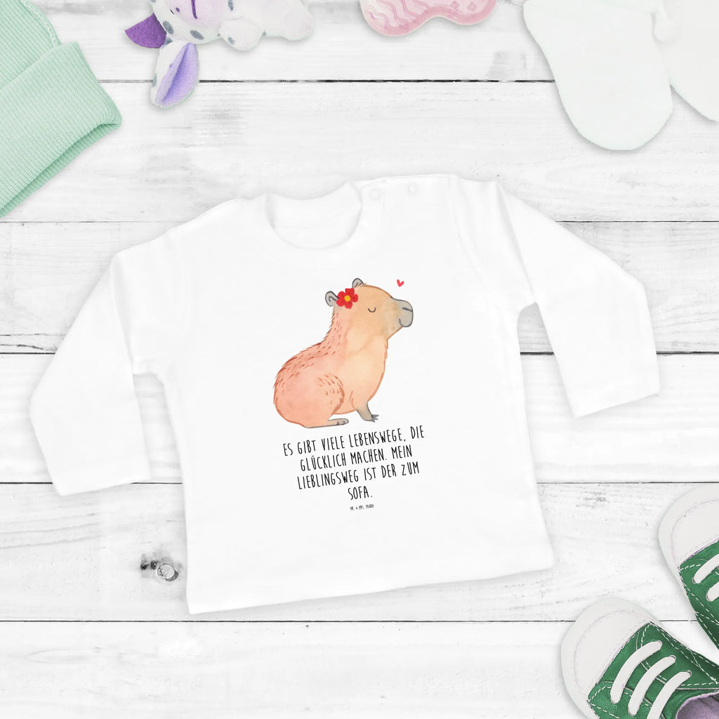 Baby Longsleeve Capybara Blume Mädchen, Jungen, Baby, Langarm, Bio, Kleidung, Tiermotive, Gute Laune, lustige Sprüche, Tiere, Capybara