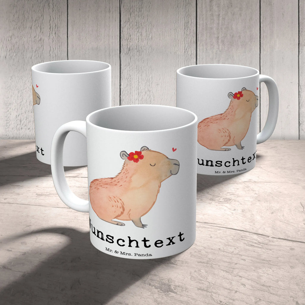 Personalisierte Tasse Capybara Blume Personalisierte Tasse, Namenstasse, Wunschname, Personalisiert, Tasse, Namen, Drucken, Tasse mit Namen, Tiermotive, Gute Laune, lustige Sprüche, Tiere, Capybara