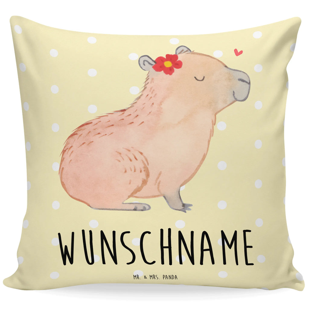 Personalisiertes Kissen Capybara Blume Kissen, personalisiert, Name, Wunschname, bedrucken, Kopfkissen, Tiermotive, Gute Laune, lustige Sprüche, Tiere, Capybara