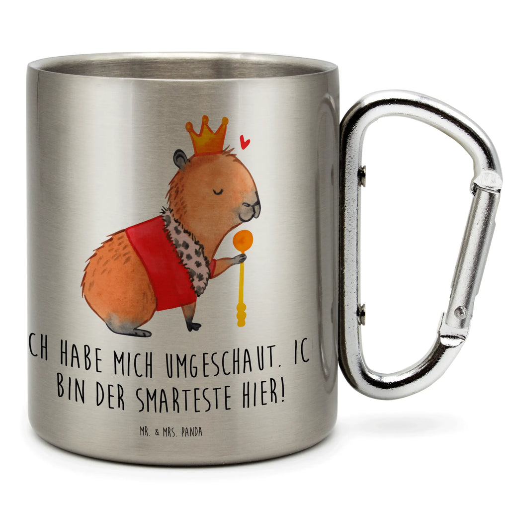 Edelstahlbecher Capybara König Edelstahltasse, Karabiner, Edelstahlbecher, Outdoor, Camping, Tasse, Becher, Tiermotive, Gute Laune, lustige Sprüche, Tiere, Capybara, König