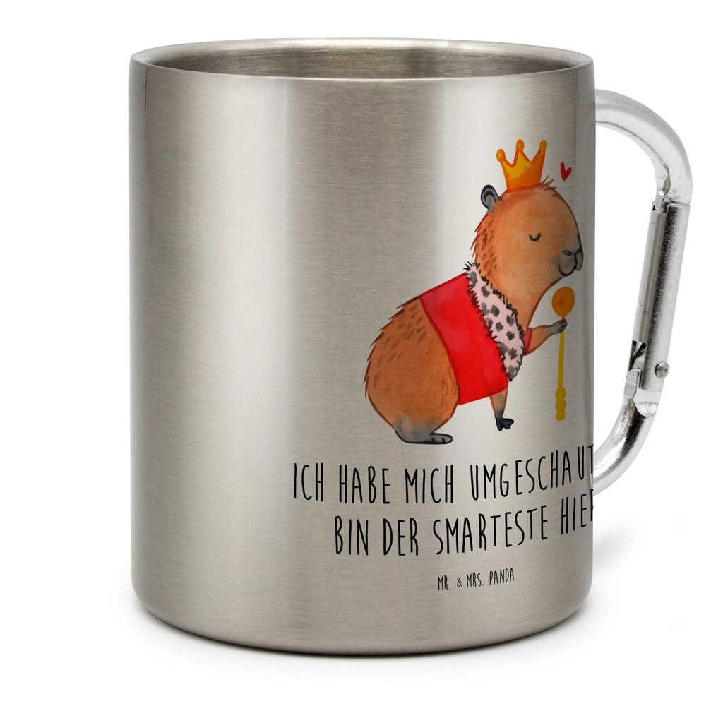 Edelstahlbecher Capybara König Edelstahltasse, Karabiner, Edelstahlbecher, Outdoor, Camping, Tasse, Becher, Tiermotive, Gute Laune, lustige Sprüche, Tiere, Capybara, König