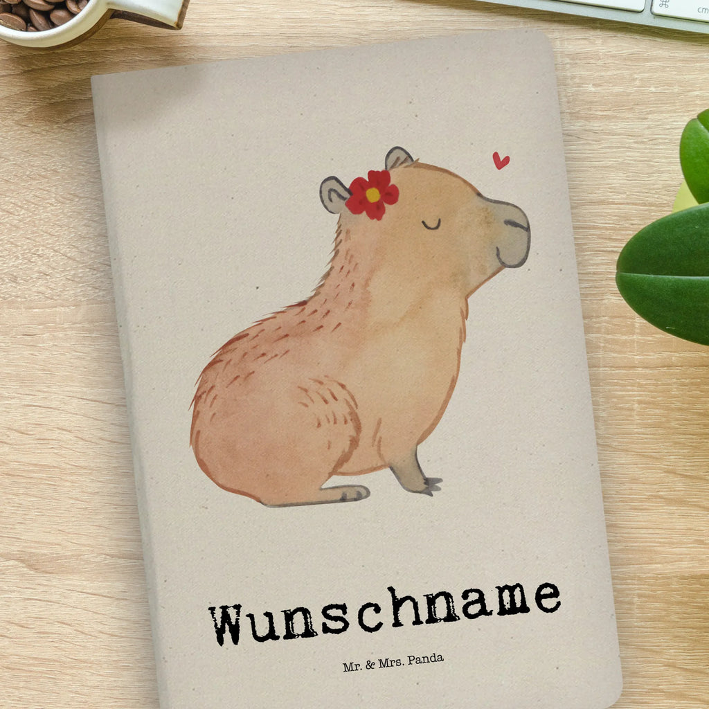 DIN A4 Personalisiertes Notizbuch Capybara Blume Personalisiertes Notizbuch, Notizbuch mit Namen, Notizbuch bedrucken, Personalisierung, Namensbuch, Namen, Tiermotive, Gute Laune, lustige Sprüche, Tiere, Capybara